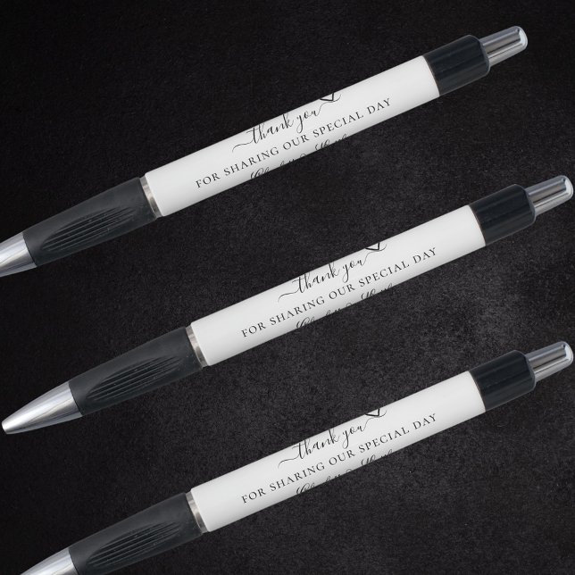 Bolígrafo Boda de corazón de escritura blanca negra gracias (Subido por el creador)