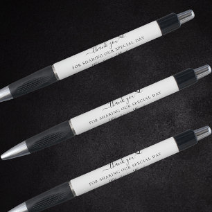 Bolígrafo Boda de corazón de escritura blanca negra gracias