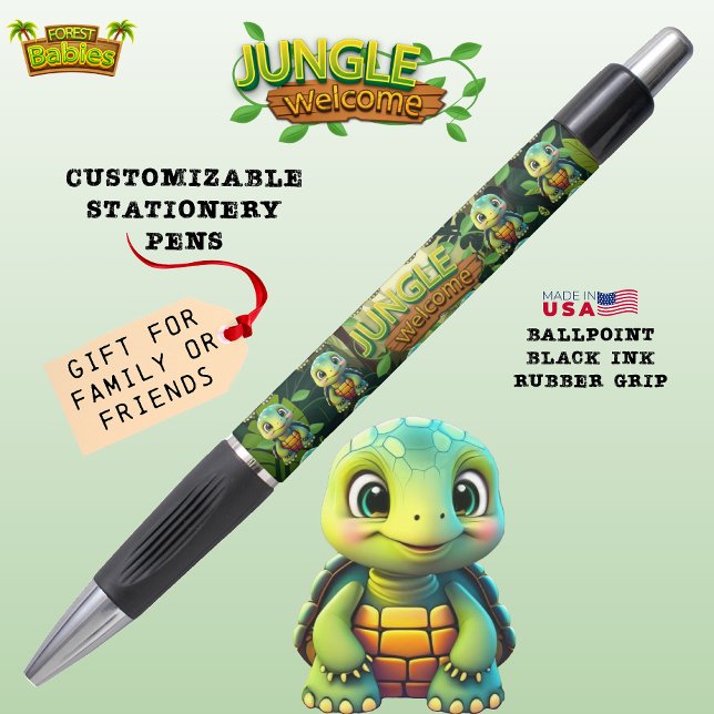 Bolígrafo Box Turtle Unique Tortoise Cartoon Graphic Gift 🐢 (Cute Tortoise Adorable Box Turtle Woodland Wildlife Cartoon Graphic Animal Character Ink Pen 🐢)