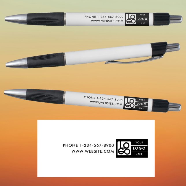 Bolígrafo Bulk Simple Business Logo Custom Text Black White (Bulk Simple Business Logo Custom Text Black White Pen)