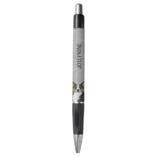 Bolígrafo Cabeza de Corgi Galés Pembroke Tricolor Negro y No