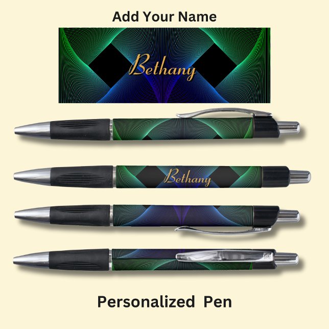 Bolígrafo Cambiar nombre Swirl azul verde geométrico (Subido por el creador)