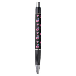 Bolígrafo Caniches y Corazones Rosas y Azules sobre Negro