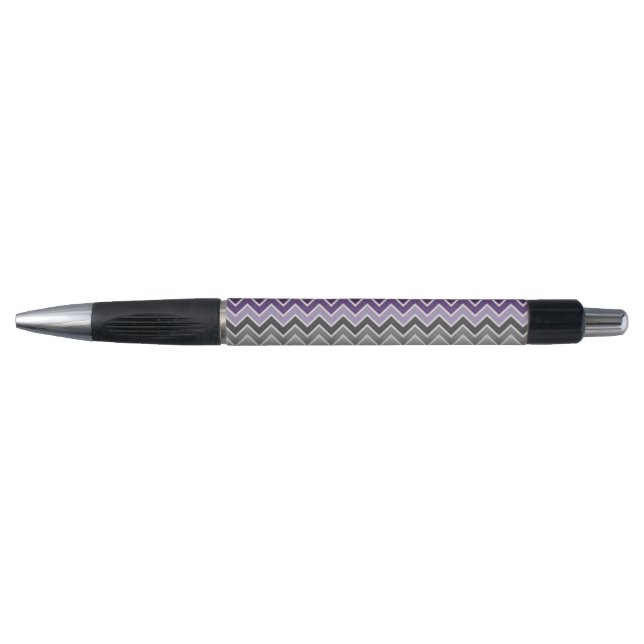 Bolígrafo Chevron morado y gris (Anverso)