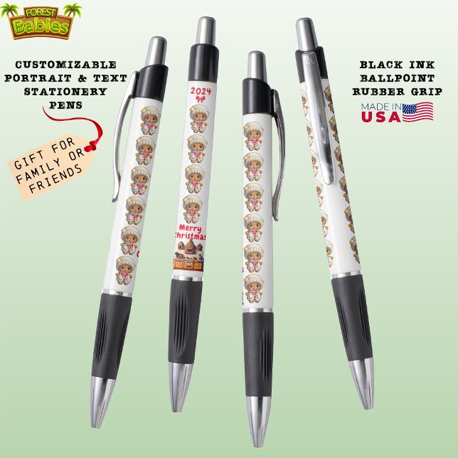 Bolígrafo Chica único de pan de jengibre Personalizado Blanc (Customizable Stationery Gifting Personalized School Supply Gift  Custom Office Accessory Pen Present)