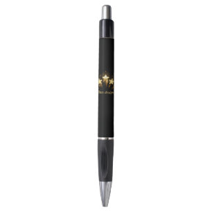 Bolígrafo Cinco estrellas de oro en negro