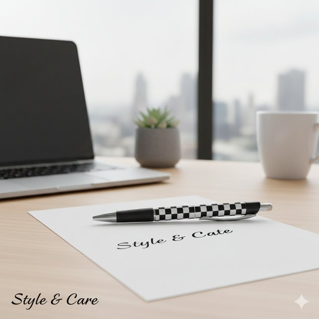 Bolígrafo Clásico Emmy de estilo de patrón de caja cuadrada  (Classic White Black Square Box Pattern Style Emmy Pen)