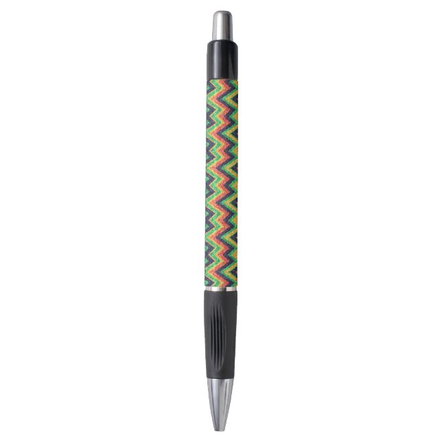 Bolígrafo Color Chevron Zigzag Patrón Faux Purpurina Aspecto (Frente vertical)