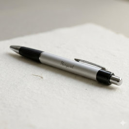 Bolígrafo Color Metálico Plateado Elegante Nombre Personaliz