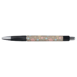 Bolígrafo con Estampado Floral (Base Marrón)