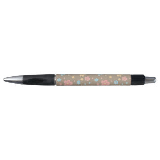 Bolígrafo con Estampado Floral (Base Marrón)