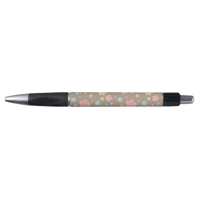 Bolígrafo con Estampado Floral (Base Marrón) (Anverso)