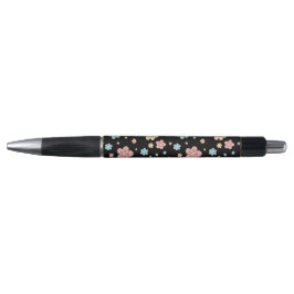 Bolígrafo con Estampado Floral (Base Negra)