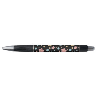 Bolígrafo con Estampado Floral (Base Negra)