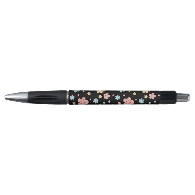 Bolígrafo con Estampado Floral (Base Negra) (Anverso)