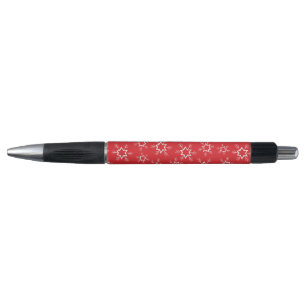 Bolígrafo Copos de nieve, copos de nieve rojos y blancos, ni