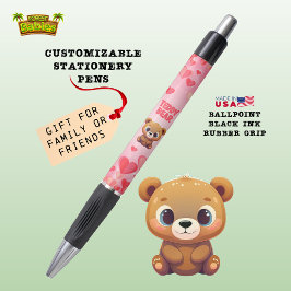 Bolígrafo Corazón de San Valentín de peluche 🐻 rosado ❤️