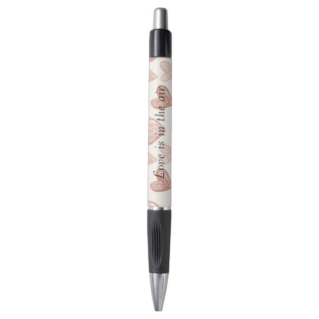Bolígrafo Corazones de Amor de Crema Rosada (Frente vertical)