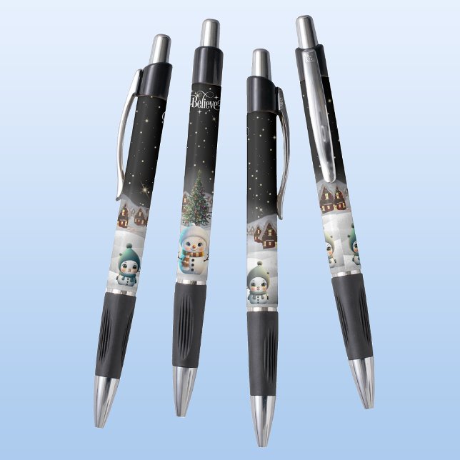 Bolígrafo Creer Navidades Nieve Mujer Resistiendo ⛄️ 🎄 (Cute Xmas Snow woman, Believe, Christmas Tree Snowy Winter Lover Scene ForestBabies Pen Gift⛄️❄️🎄🎁)