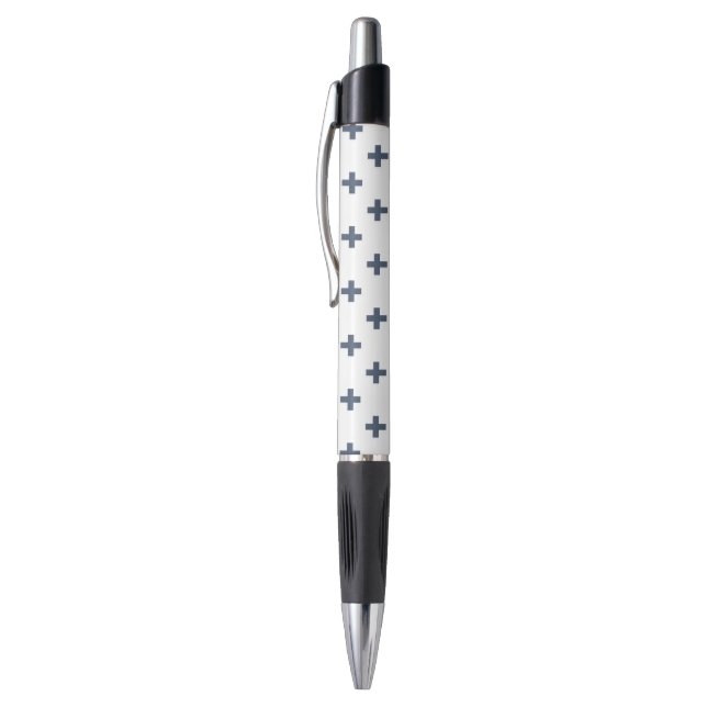 Bolígrafo Cruces de polka azul-gris sobre blanco (Parte superior (vertical))