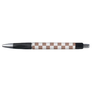 Bolígrafo Cuadrados de damero mocha marrón blanco geométrico
