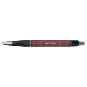 Bolígrafo Cuadro Escocés Negro Rojo Stewart Personalizado