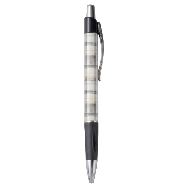 Bolígrafo Cuadros Gris Amarillo Crema Rayas (Parte inferior (Vertical))