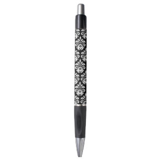 Bolígrafo Damasco elegante blanco y negro