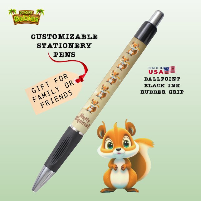 Bolígrafo 🐿 de animales salvajes de manchas de ardilla (Adorable Wild Nutty Squirrel Fall Forest Creature Nature Wildlife Animal Stationery Pen Gift 🐿🎁)