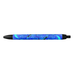 Bolígrafo De Tinta Azul Arte fractal abstracto moderno tonos de azul