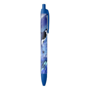 Bolígrafo De Tinta Azul Ballenas asesinas en luna llena - Dibujo de arte -
