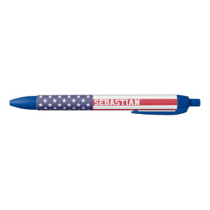 Bolígrafo De Tinta Azul Bandera patriótica personalizada americano de los