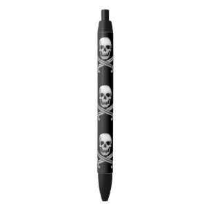 Bolígrafo De Tinta Azul Calavera pirata y espadas cruzadas