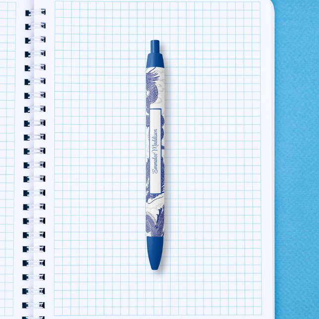Bolígrafo De Tinta Azul Chinoiserie asiática Dragon Blue White (Subido por el creador)