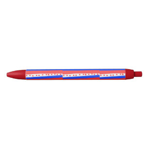 Bolígrafo De Tinta Azul Círculos de rayas azules blancas rojas