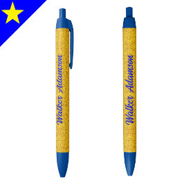 Bolígrafo De Tinta Azul Elegante Monograma Script Nombre, Mejor Lujo Oro
