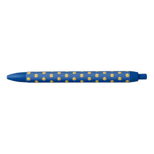 Bolígrafo De Tinta Azul Elegante patrón de confeti dorado sobre azul