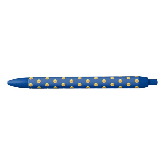 Bolígrafo De Tinta Azul Elegante patrón de Confetti dorado en azul (Anverso)