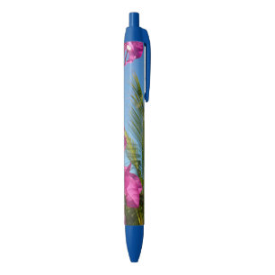 Bolígrafo De Tinta Azul Escenario natural tropical de buganvillas y palmer