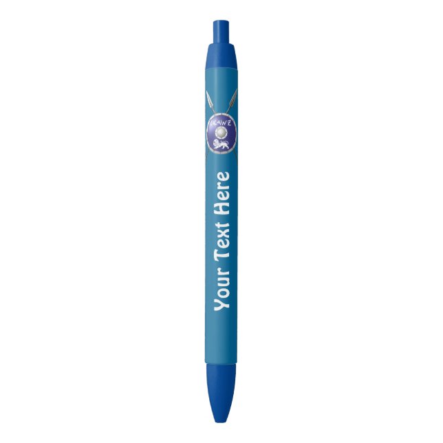 Bolígrafo De Tinta Azul Escudo Macabee Y Spears (Frente vertical)