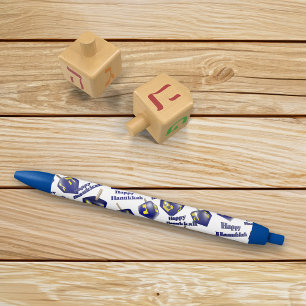 Bolígrafo De Tinta Azul Feliz Hanukkah Spinning Dreidel