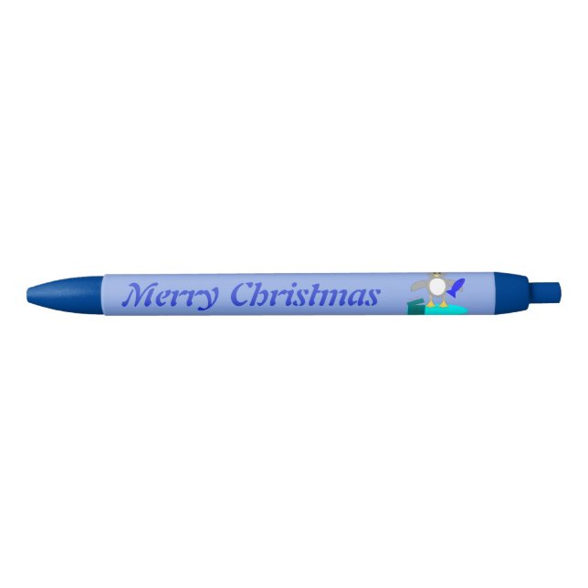Bolígrafo De Tinta Azul Feliz Navidad Pesca Penguin Personalizado Pen (Anverso)