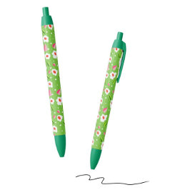 Bolígrafo De Tinta Azul Floral