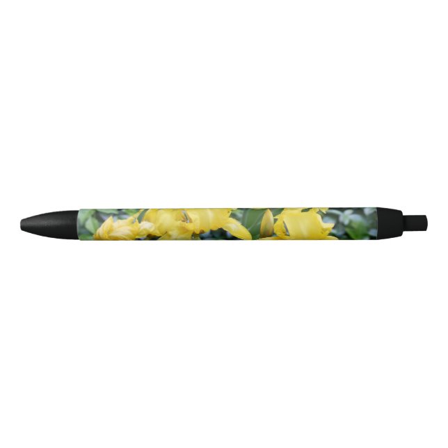 Bolígrafo De Tinta Azul Floral de iris amarillo (Anverso)