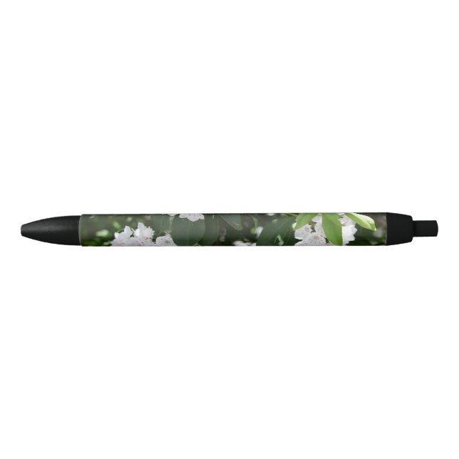 Bolígrafo De Tinta Azul Floral de Laurel de Montaña Blanca (Anverso)