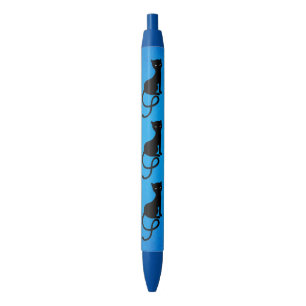 Bolígrafo De Tinta Azul Gato negro malvado gracioso azul
