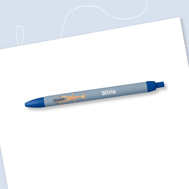 Bolígrafo De Tinta Azul Giraffe on a Unicycle Kid Personalized Blue Pen (Giraffe on a unicycle kid personalized pen . )
