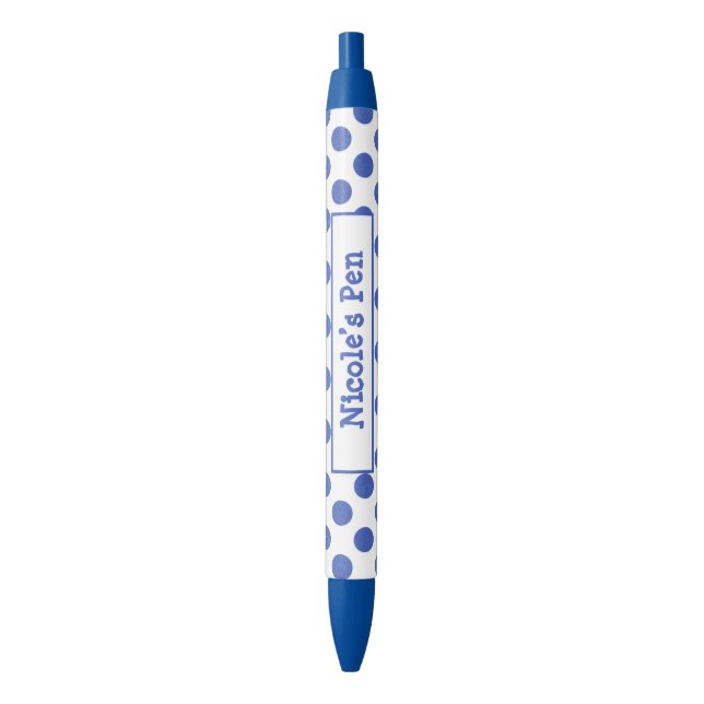 Bolígrafo De Tinta Azul Grandes puntos de la polka azul Aqua (Frente vertical)