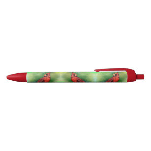 Bolígrafo De Tinta Azul Hermosa pintura de pájaros del cardenal rojo del 