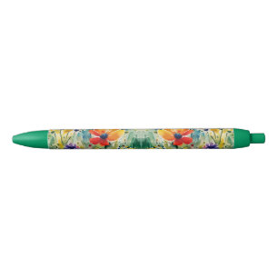 Bolígrafo De Tinta Azul Hermosas flores y Rosas